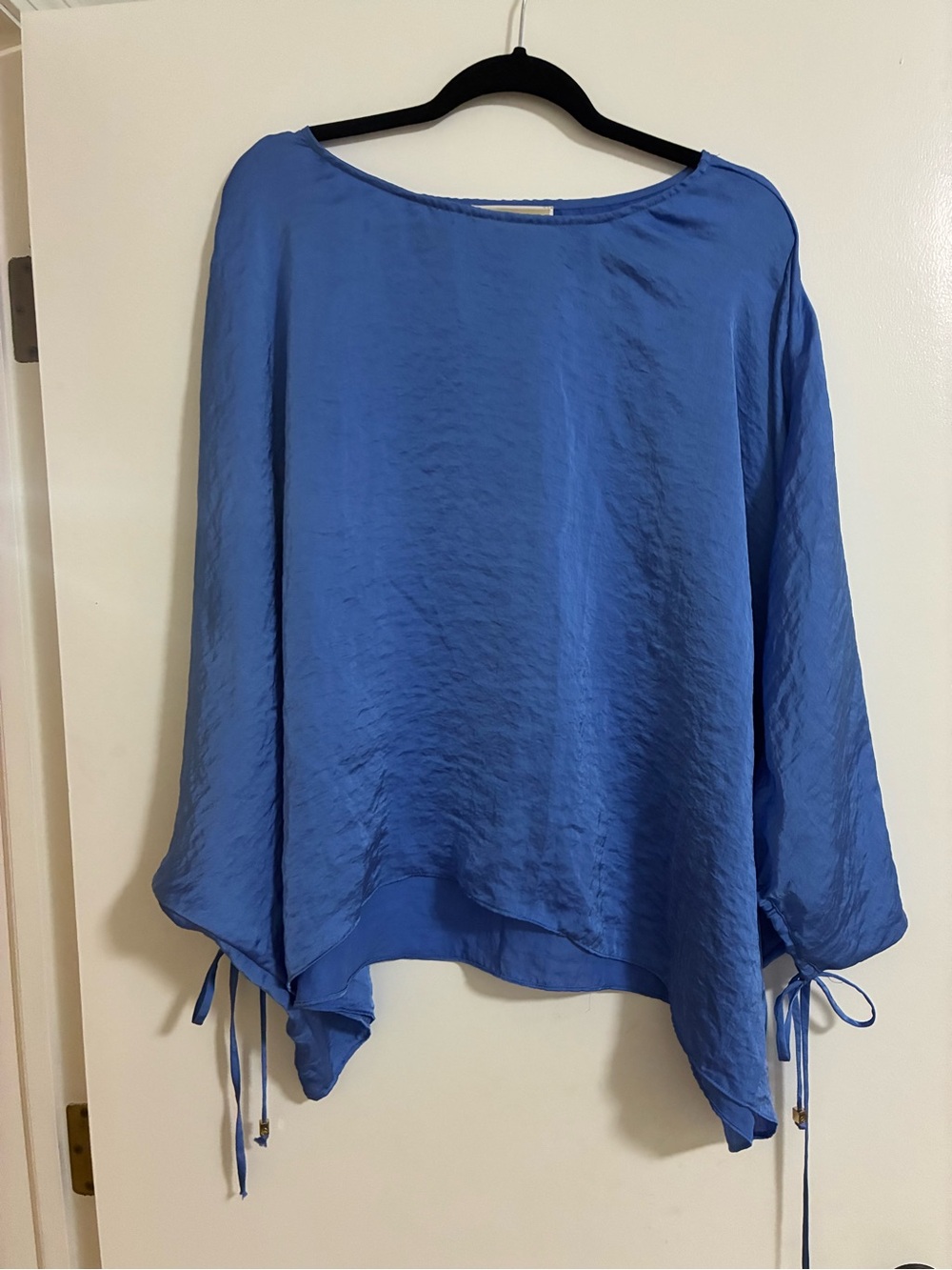 Michael Kors | Womens XL Royal Blue Boatneck Tie-Sleeve Blouse